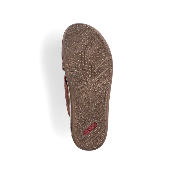 Rieker 21082-24 Mens Brown Leather Slip On Sandals