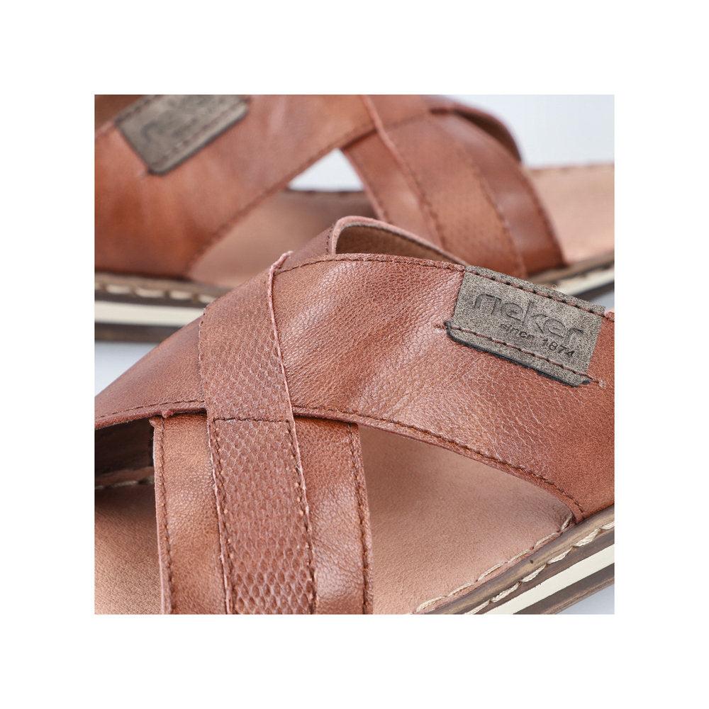 Rieker 21082-24 Mens Brown Leather Slip On Sandals