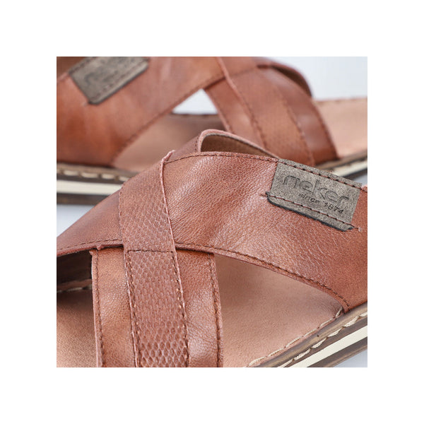 Rieker 21082-24 Mens Brown Leather Slip On Sandals