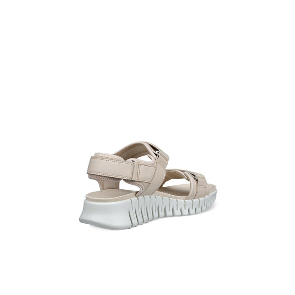Ecco Gruuv Sol Ladies Limestone Leather Touch Fastening Sandals