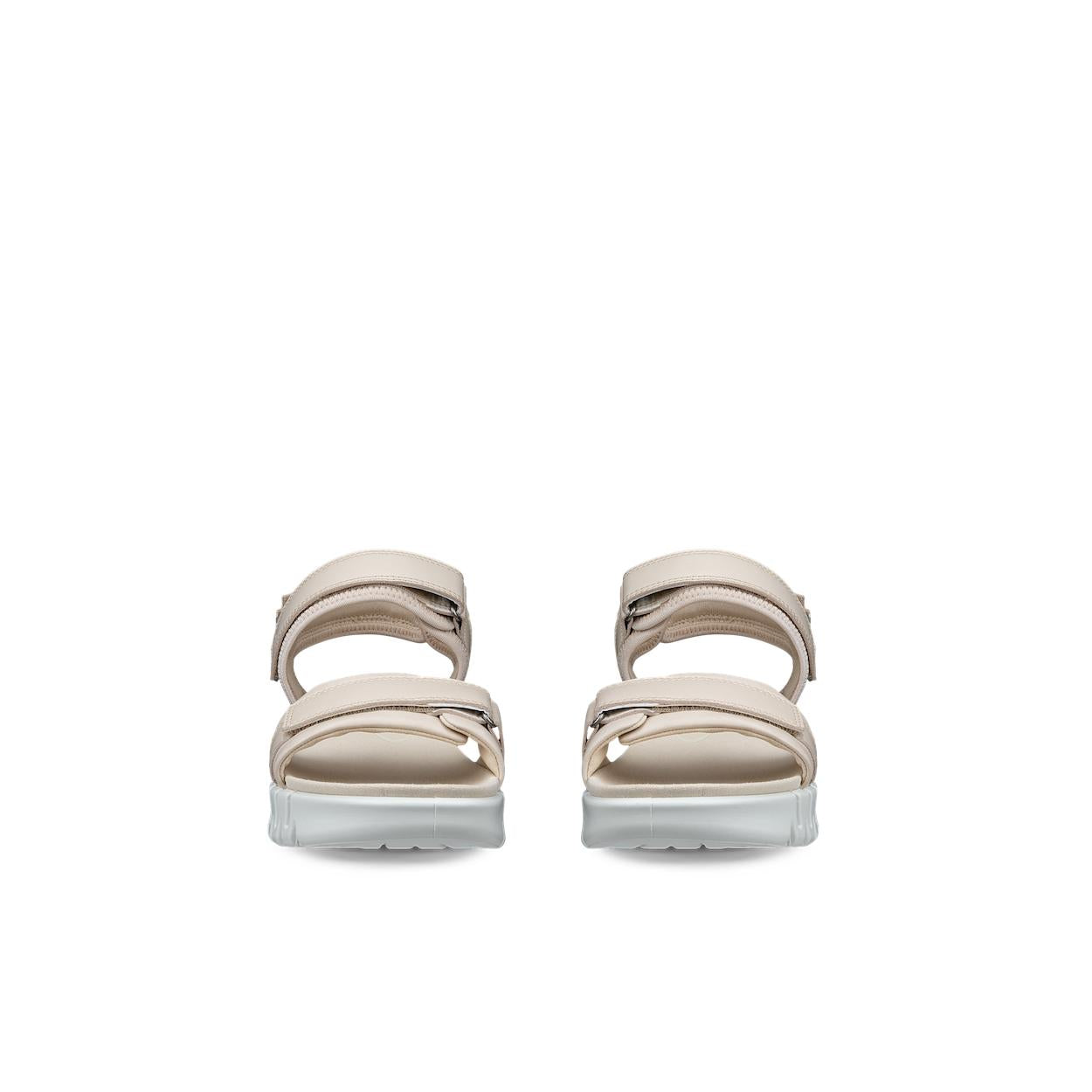 Ecco Gruuv Sol Ladies Limestone Leather Touch Fastening Sandals