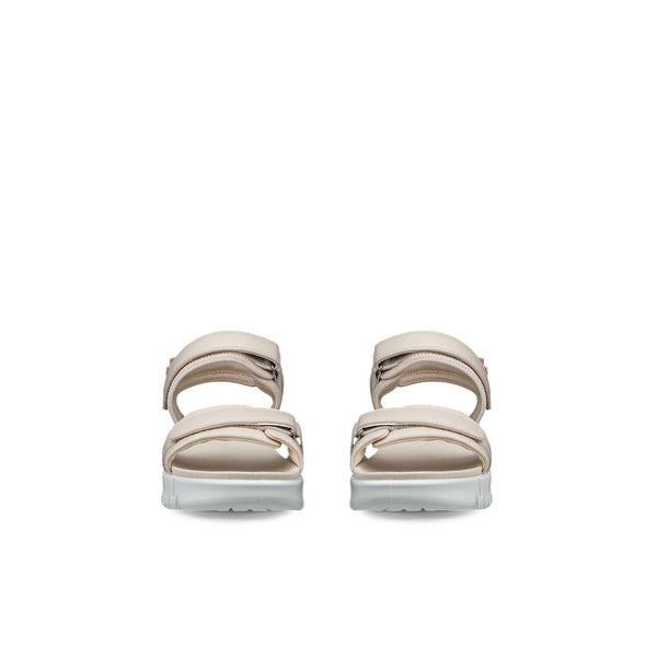 Ecco Gruuv Sol Ladies Limestone Leather Touch Fastening Sandals