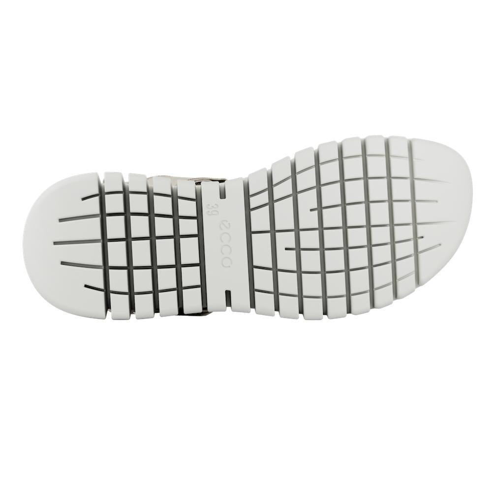 Ecco Gruuv Sol Ladies Limestone Leather Touch Fastening Sandals