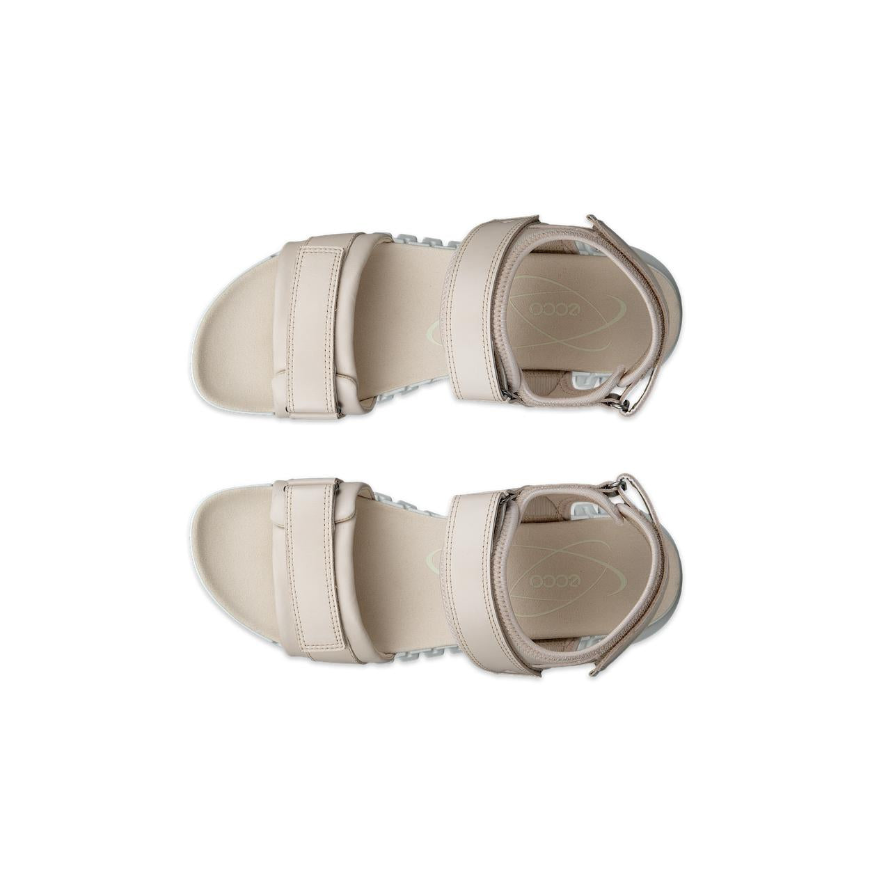 Ecco Gruuv Sol Ladies Limestone Leather Touch Fastening Sandals