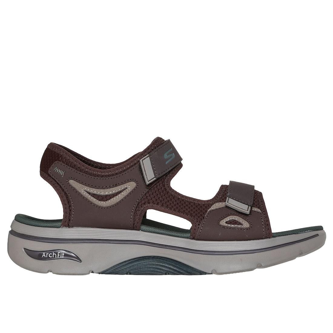 Skechers 229309 Go Walk Arch Fit 2.0 Mens Brown Leather & Textile Arch Support Touch Fastening Sandals