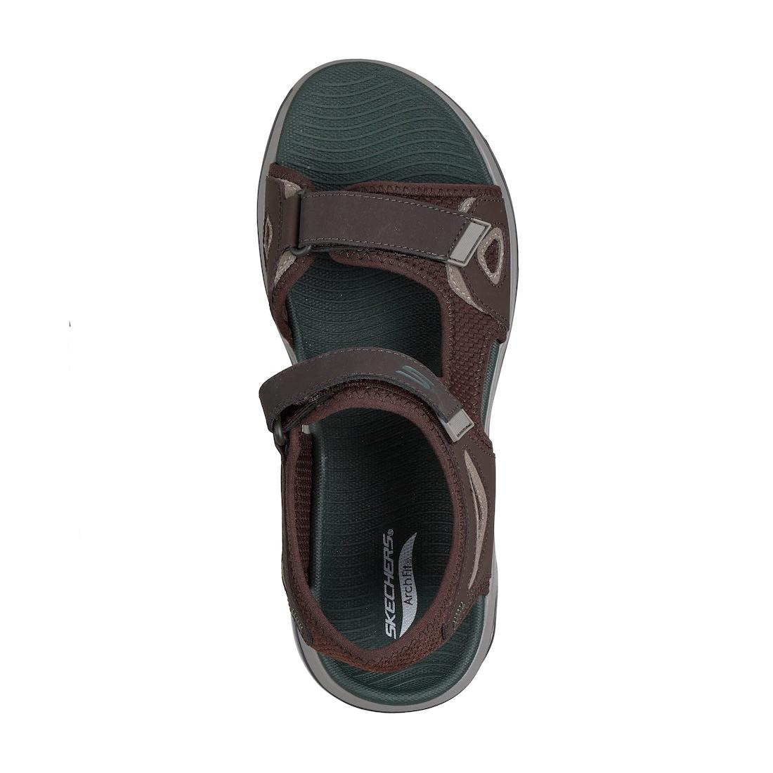 Skechers 229309 Go Walk Arch Fit 2.0 Mens Brown Leather & Textile Arch Support Touch Fastening Sandals