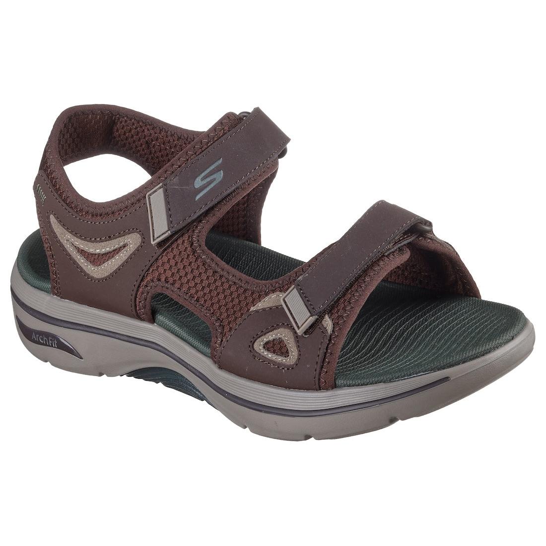 Skechers 229309 Go Walk Arch Fit 2.0 Mens Brown Leather & Textile Arch Support Touch Fastening Sandals