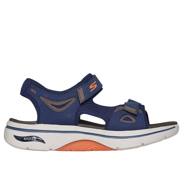 Skechers 229309 Go Walk Arch Fit 2.0 Mens Navy Orange Leather & Textile Arch Support Touch Fastening Sandals