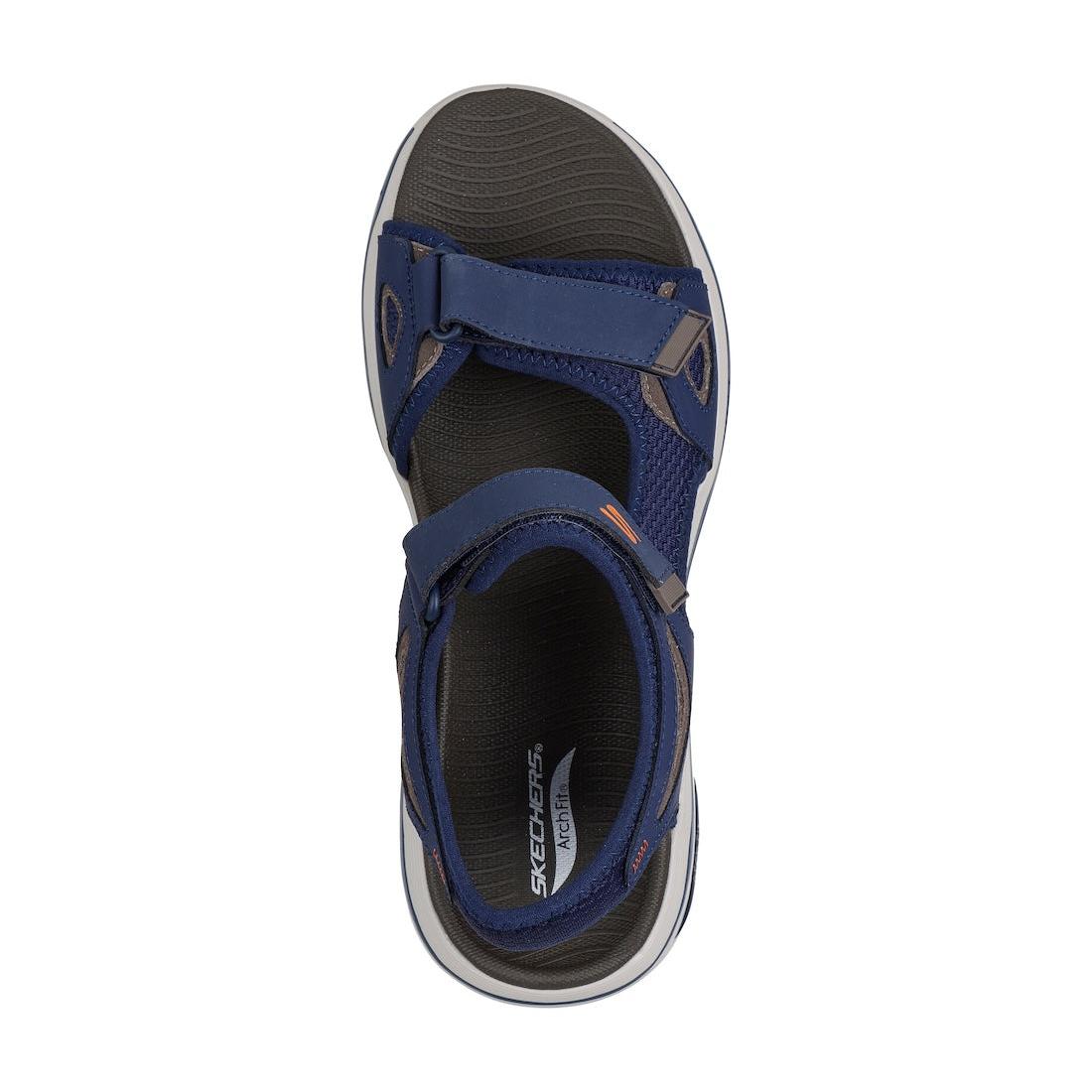 Skechers 229309 Go Walk Arch Fit 2.0 Mens Navy Orange Leather & Textile Arch Support Touch Fastening Sandals