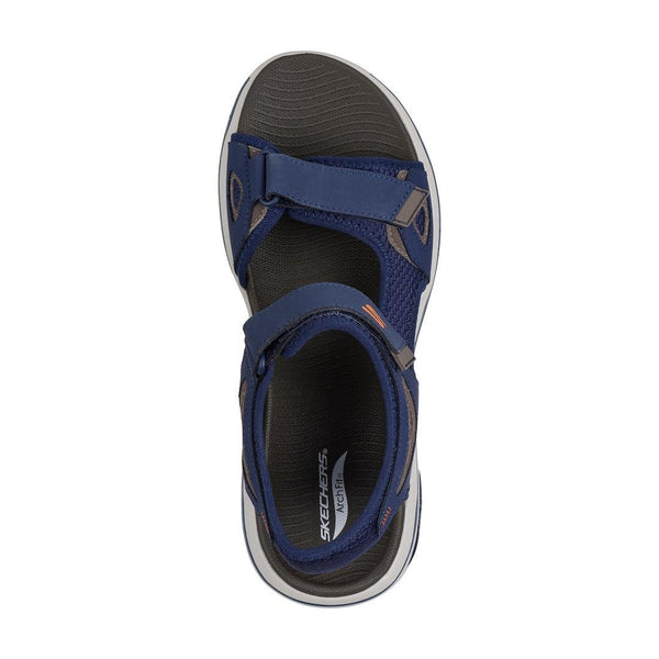 Skechers 229309 Go Walk Arch Fit 2.0 Mens Navy Orange Leather & Textile Arch Support Touch Fastening Sandals