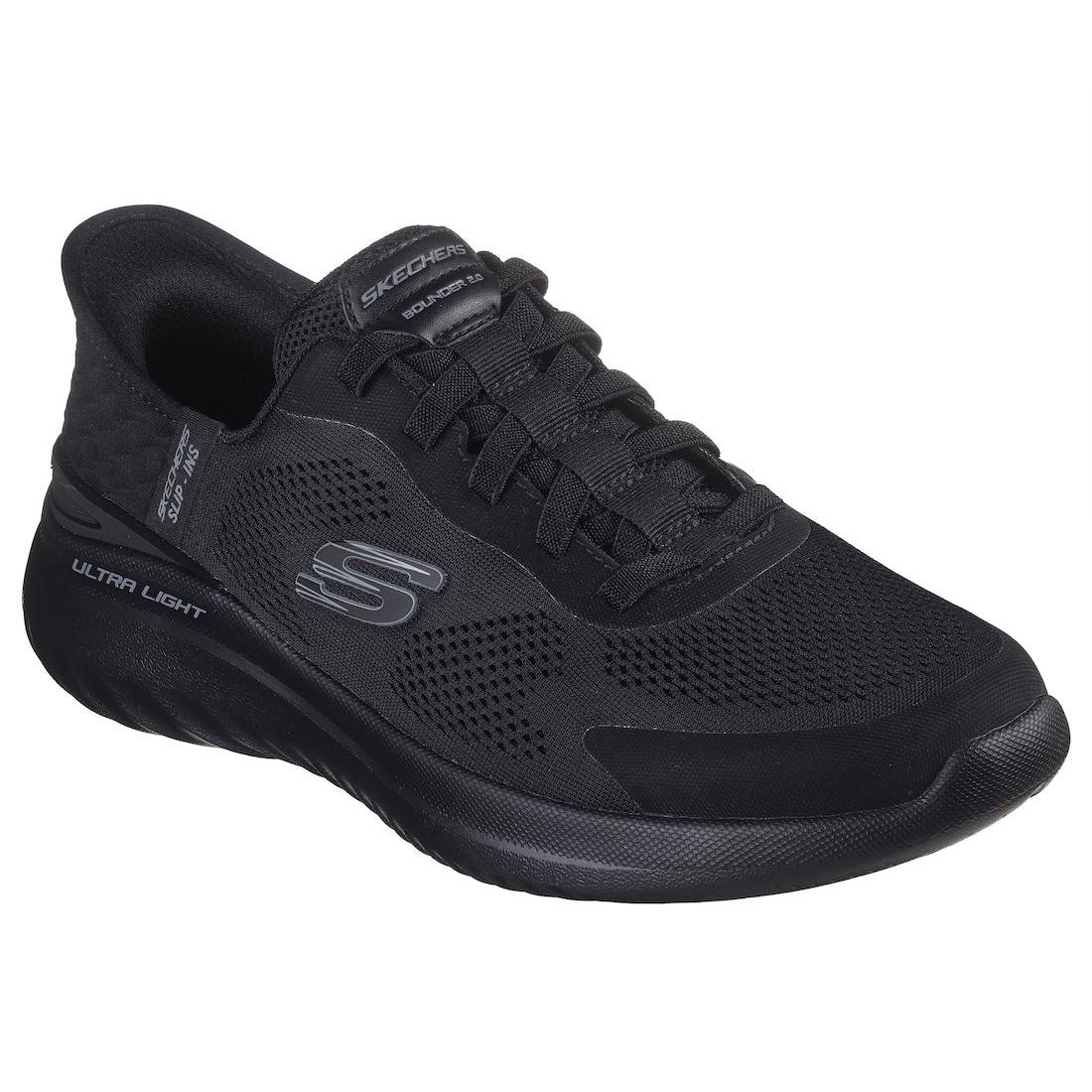 Skechers 232459 Bounder 2.0 Emerged Mens Black Textile Lace Up Trainers