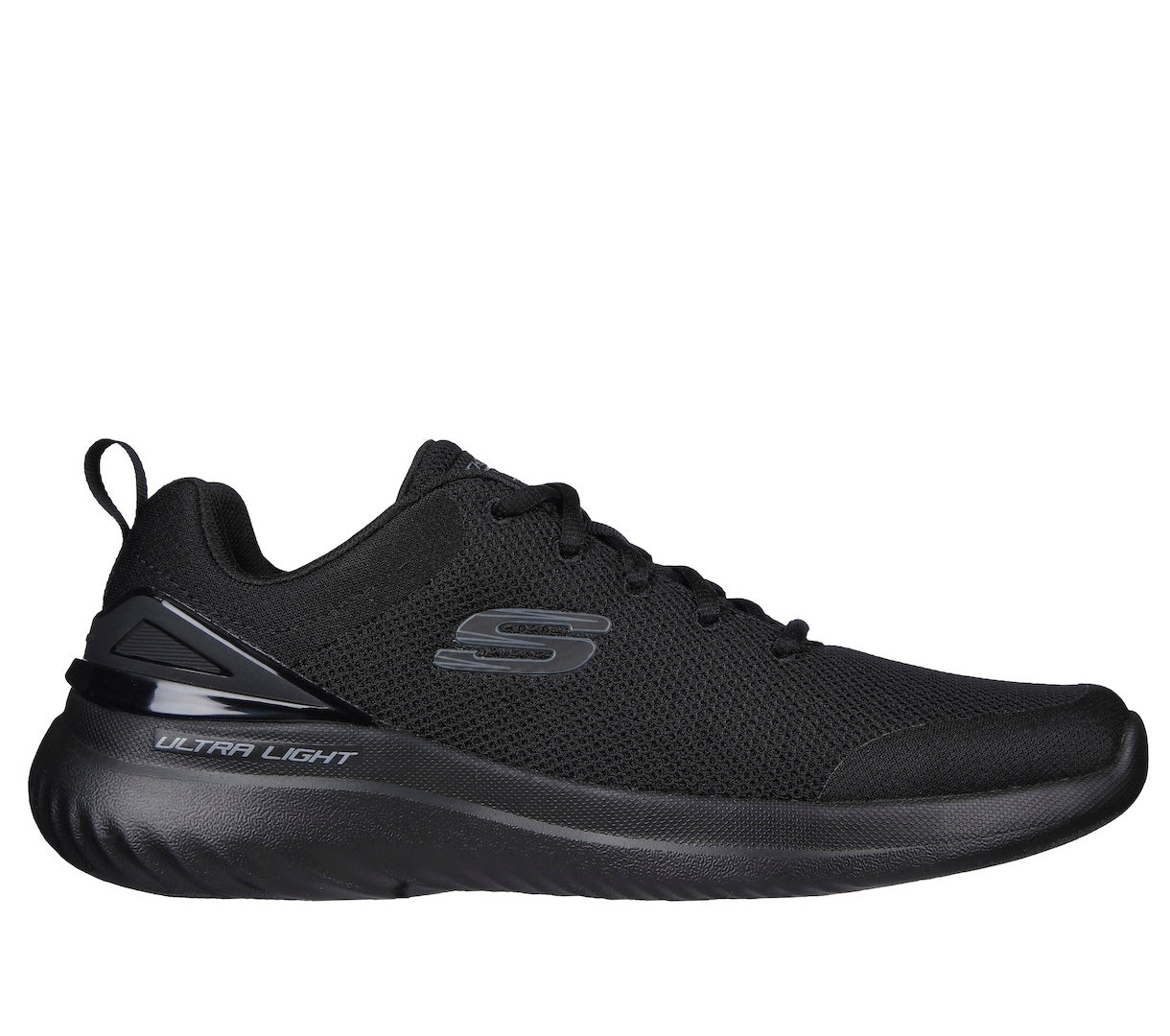 Skechers 232670 Bounder 2.0 - Nasher Mens All Black Textile Vegan Lace Up Trainers