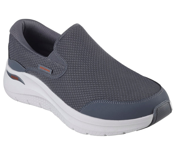 Skechers 232706 Arch Fit 2.0 - Vallo Mens Charcoal Leather & Textile Vegan Slip On Trainers