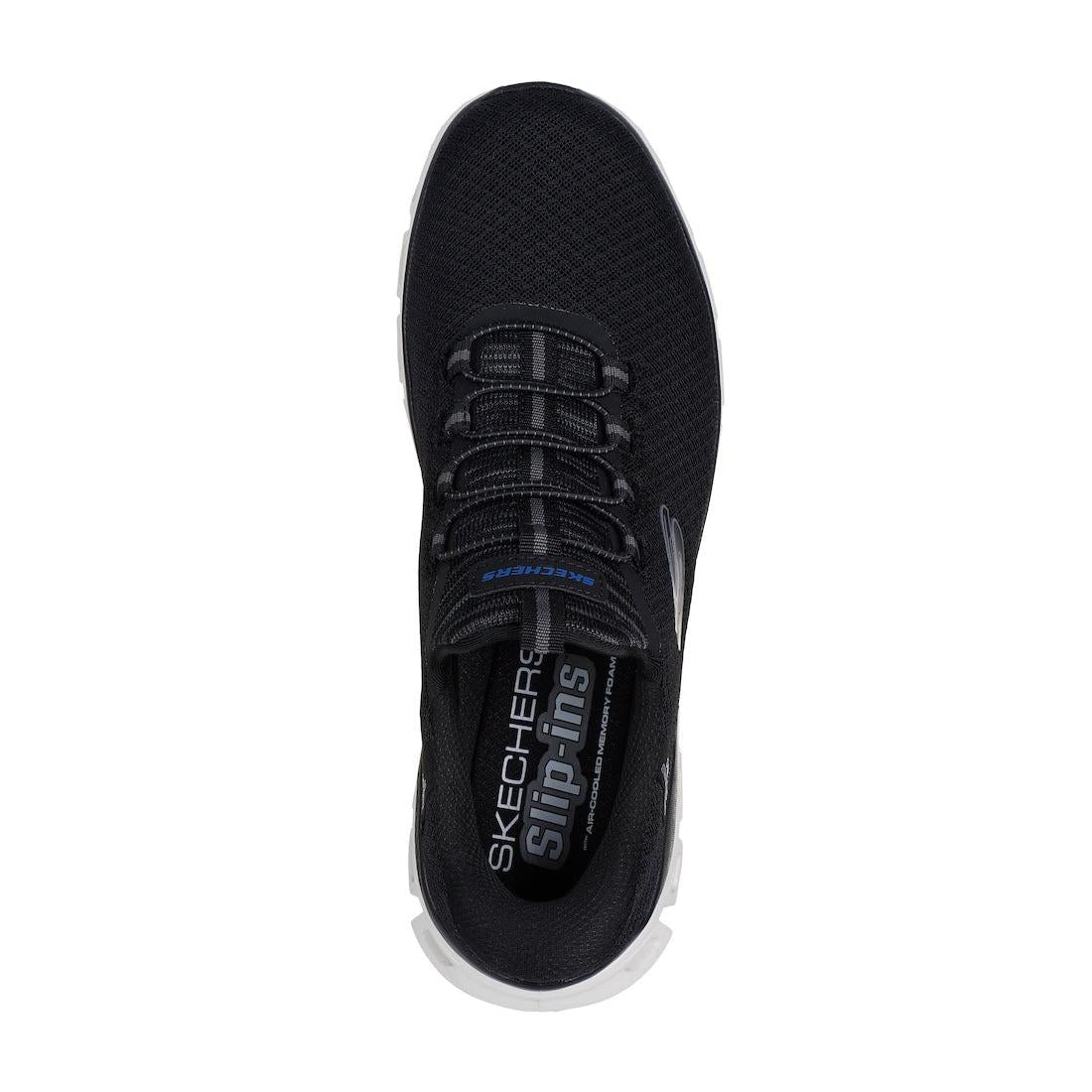 Skechers 233010 Glide Step Noxus Mens Black Textile Slip On Trainers