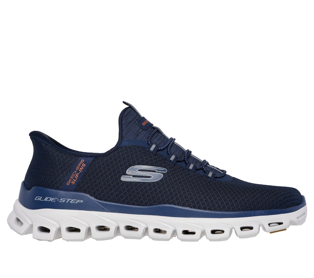 Skechers 233010 Glide Step Noxus Mens Navy Textile Slip On Trainers