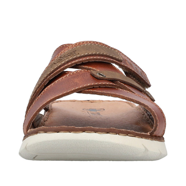 Rieker 25292-24 Mens Cognac Leather Slider Sandals