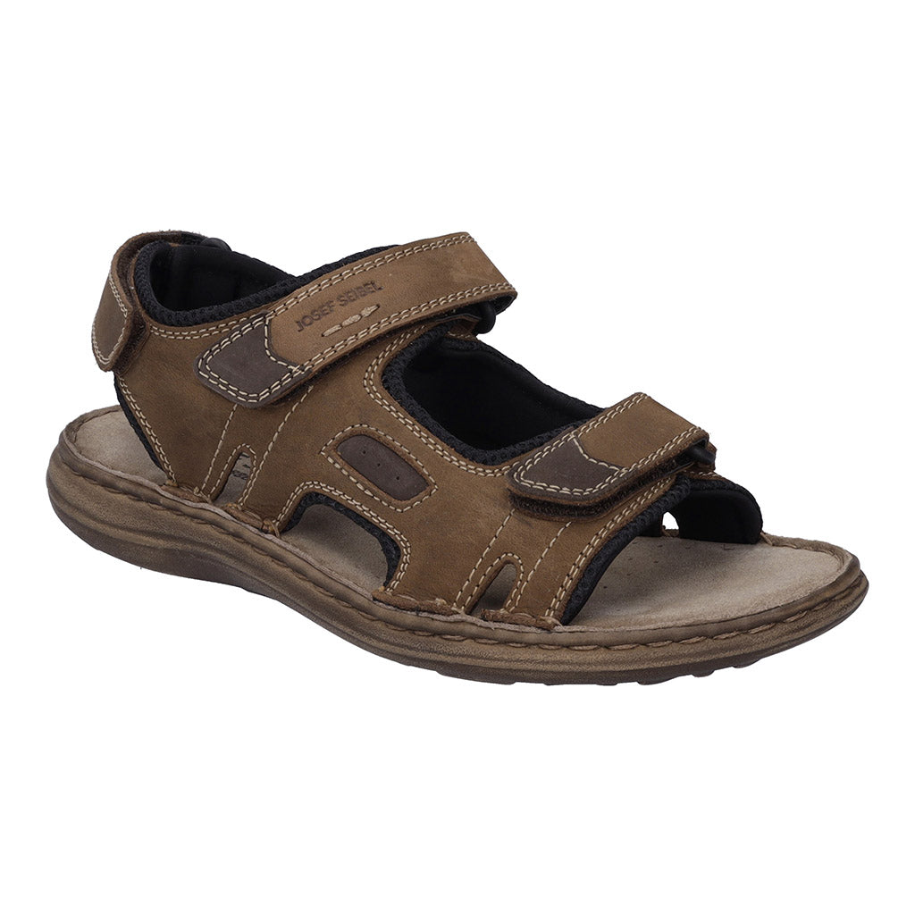 Josef Seibel Vincent 08 Mens Brown Leather Arch Support Touch Fastening Sandals