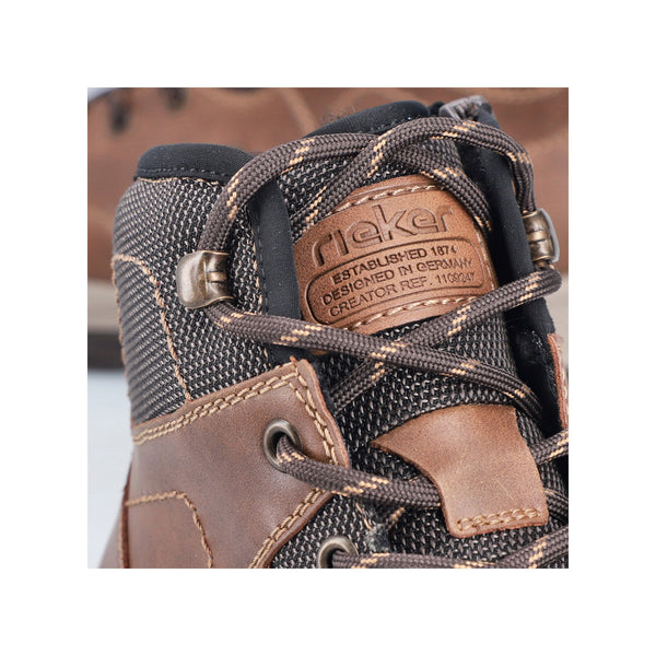 Rieker 30230-22 Mens Brown Water Resistant Zip & Lace Ankle Boots