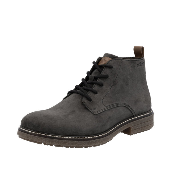 Rieker 33106-45 Mens Grey Suede Zip & Lace Chukka Boots