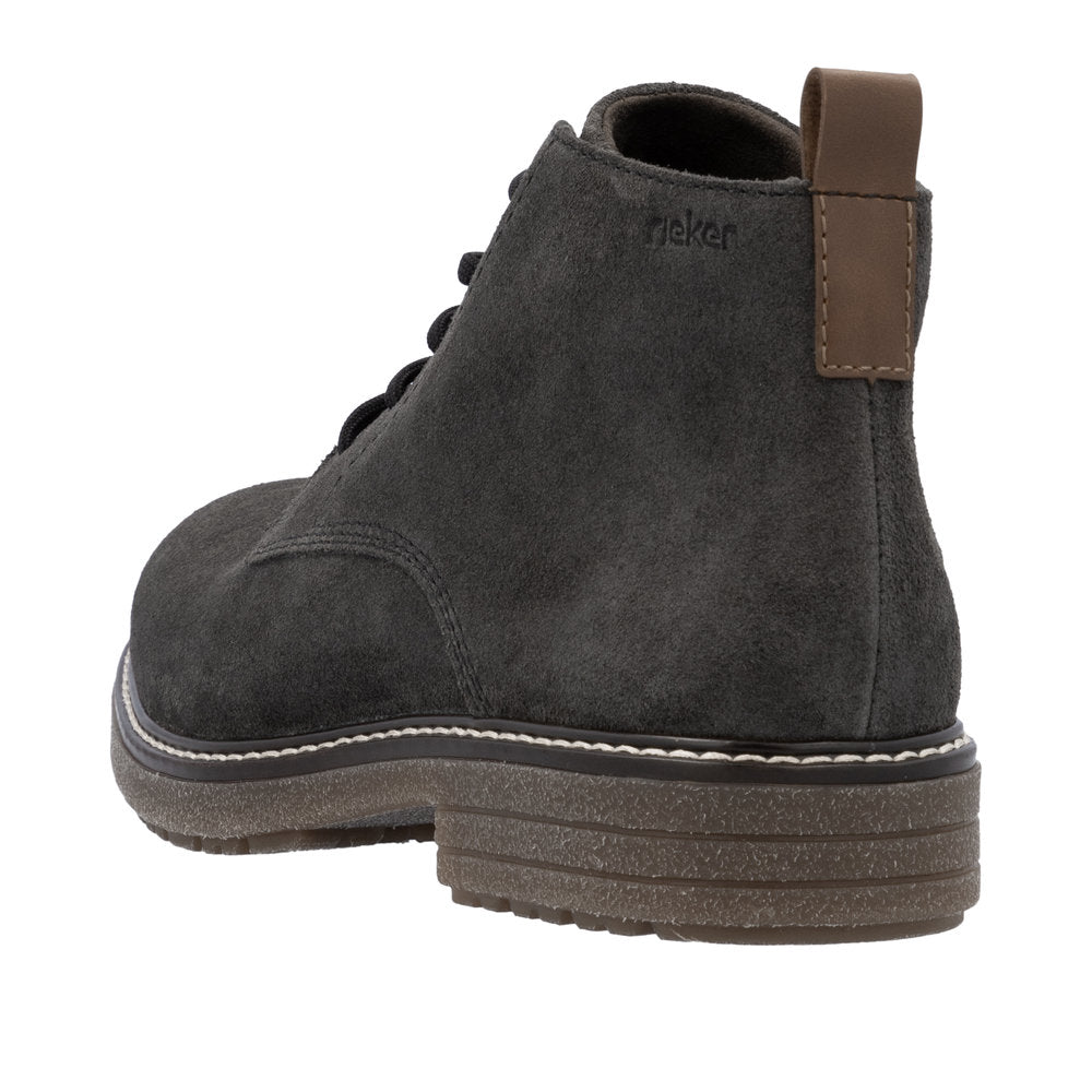 Rieker 33106-45 Mens Grey Suede Zip & Lace Chukka Boots
