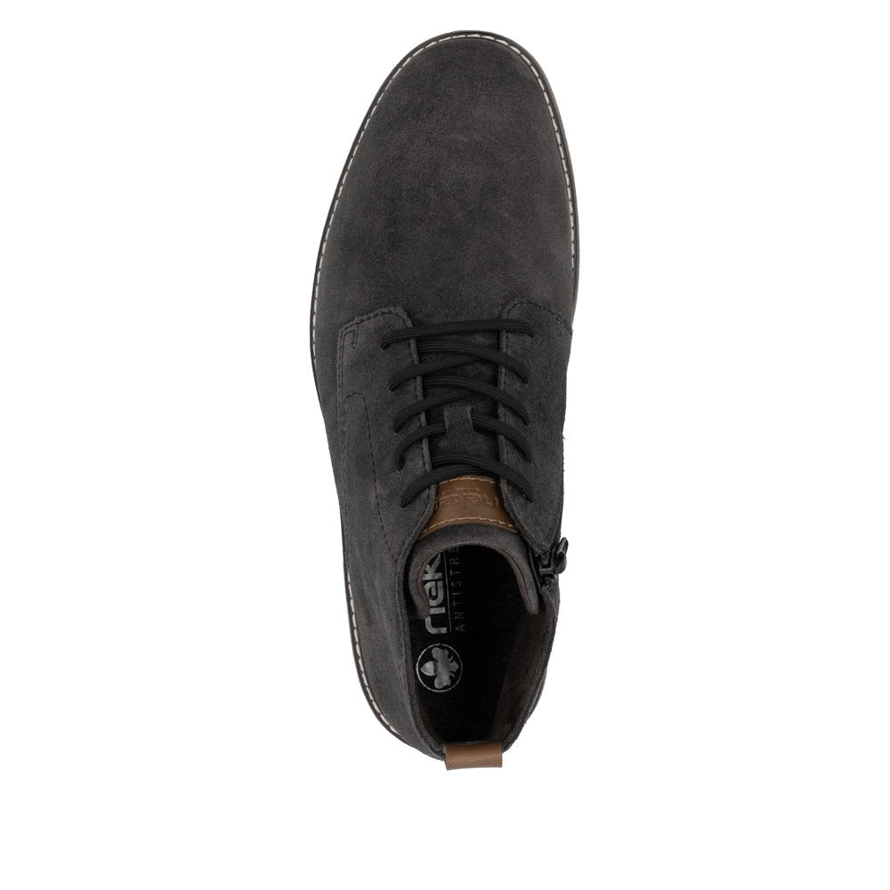 Rieker 33106-45 Mens Grey Suede Zip & Lace Chukka Boots