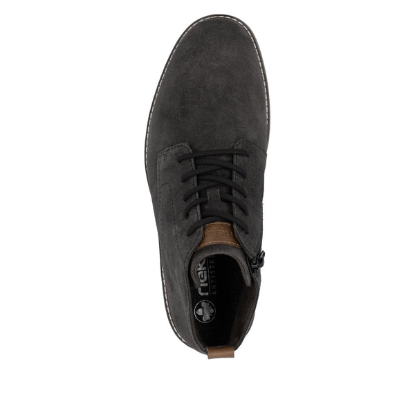 Rieker 33106-45 Mens Grey Suede Zip & Lace Chukka Boots
