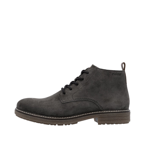 Rieker 33106-45 Mens Grey Suede Zip & Lace Chukka Boots
