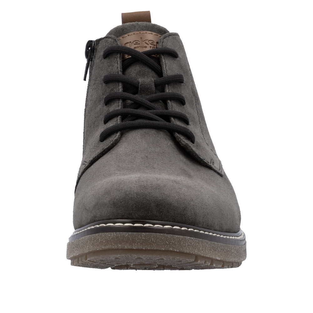 Rieker 33106-45 Mens Grey Suede Zip & Lace Chukka Boots