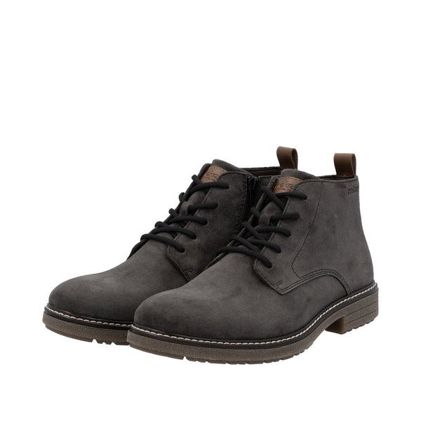 Rieker 33106-45 Mens Grey Suede Zip & Lace Chukka Boots