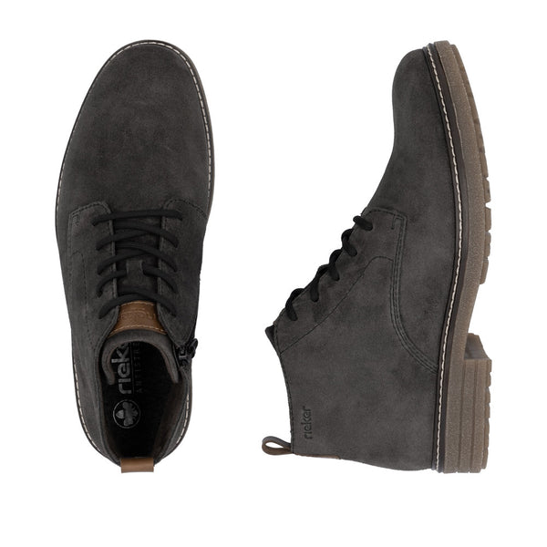 Rieker 33106-45 Mens Grey Suede Zip & Lace Chukka Boots