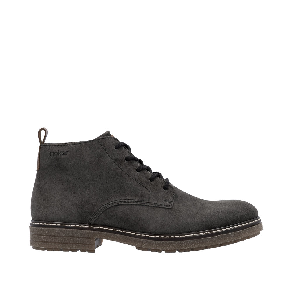 Rieker 33106-45 Mens Grey Suede Zip & Lace Chukka Boots