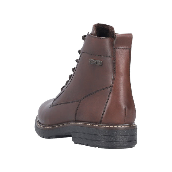 Rieker 33143-25 Mens Brown Leather Water Resistant Zip & Lace Ankle Boots