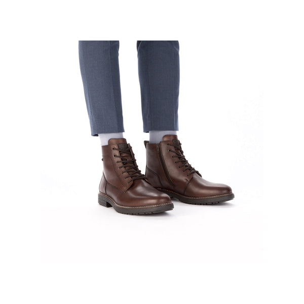 Rieker 33143-25 Mens Brown Leather Water Resistant Zip & Lace Ankle Boots