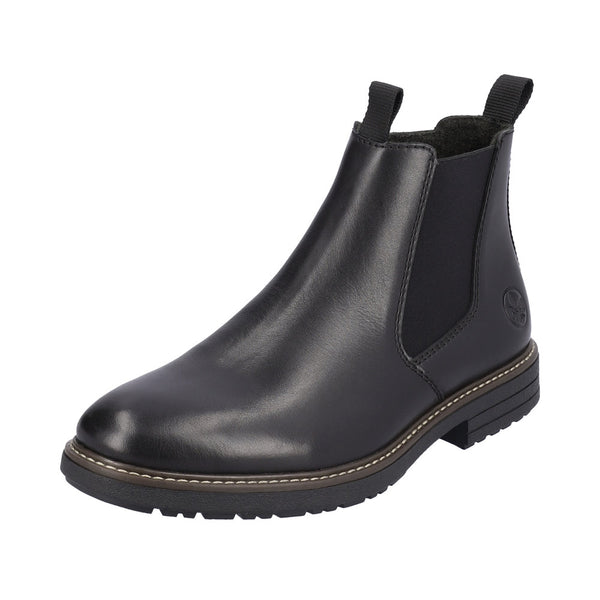Rieker 33180-00 Mens Black Leather Side Zip Ankle Boots