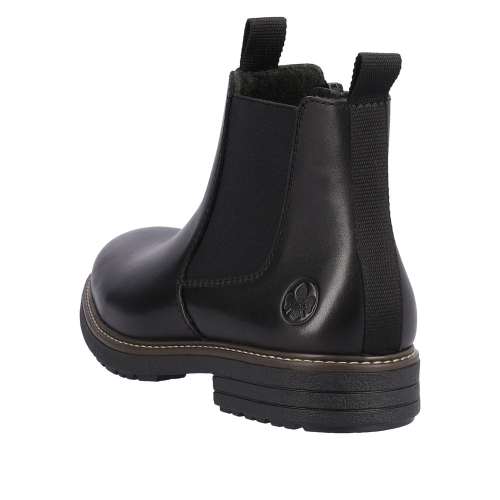 Rieker 33180-00 Mens Black Leather Side Zip Ankle Boots