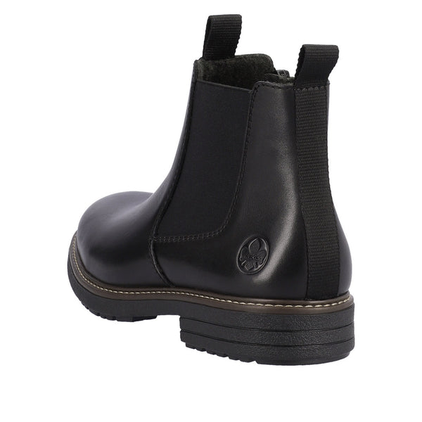 Rieker 33180-00 Mens Black Leather Side Zip Ankle Boots