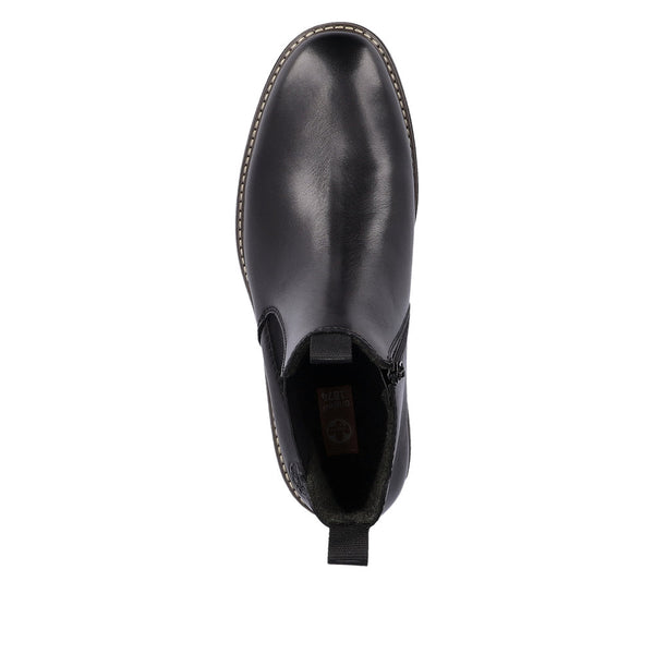 Rieker 33180-00 Mens Black Leather Side Zip Ankle Boots