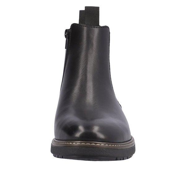 Rieker 33180-00 Mens Black Leather Side Zip Ankle Boots