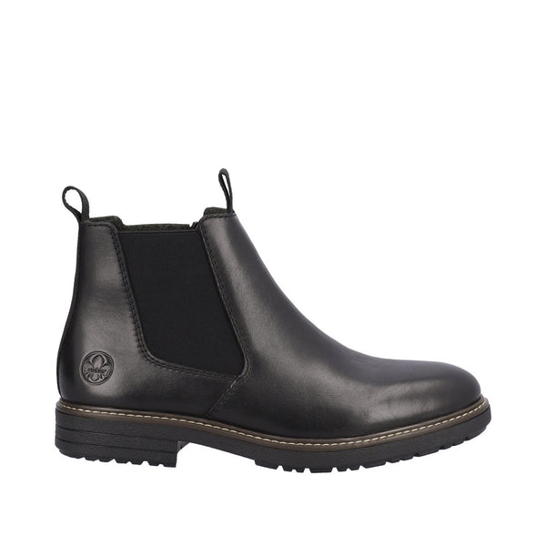 Rieker 33180-00 Mens Black Leather Side Zip Ankle Boots