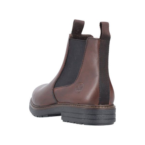 Rieker 33180-26 Mens Brown Leather Side Zip Ankle Boots