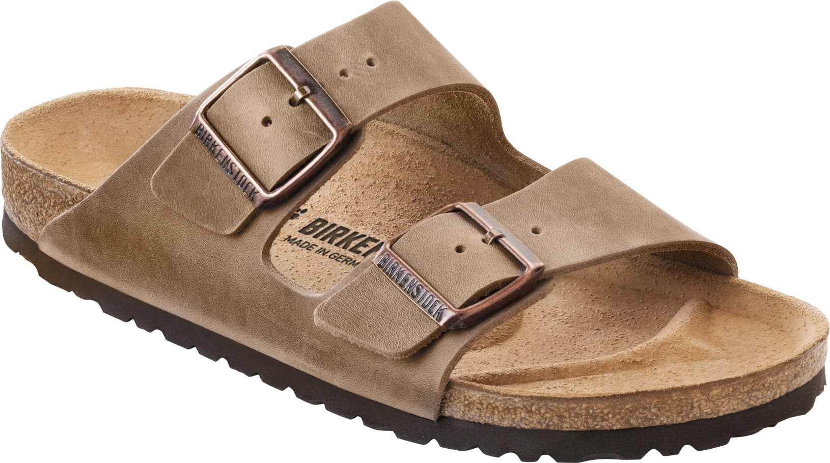 Birkenstock Arizona Oiled Ladies Narrow Tobacco Brown Leather Arch Support Buckle Sandals
