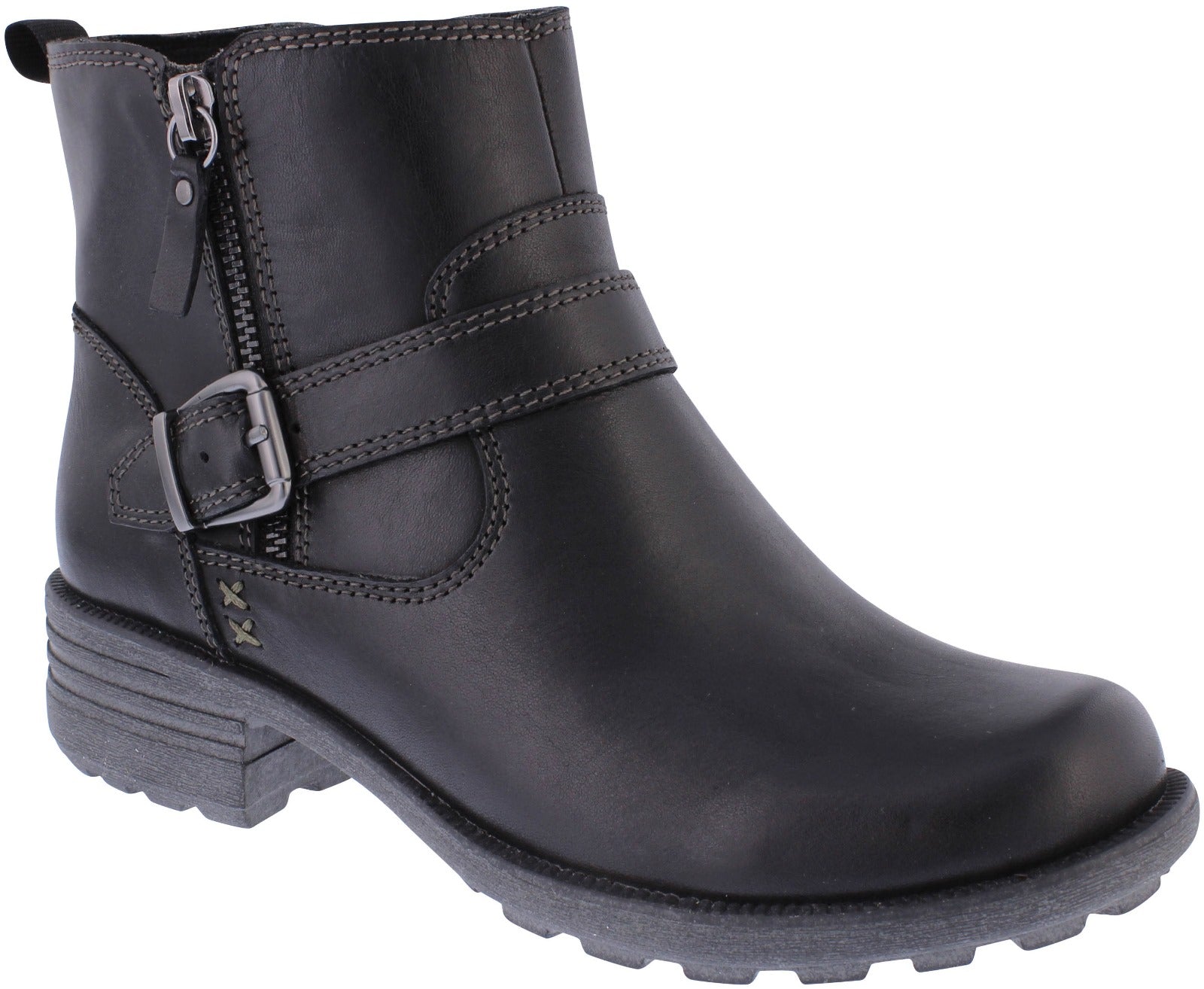Free Spirit 40818 Greta Ladies Black Leather Arch Support Side Zip Ankle Boots