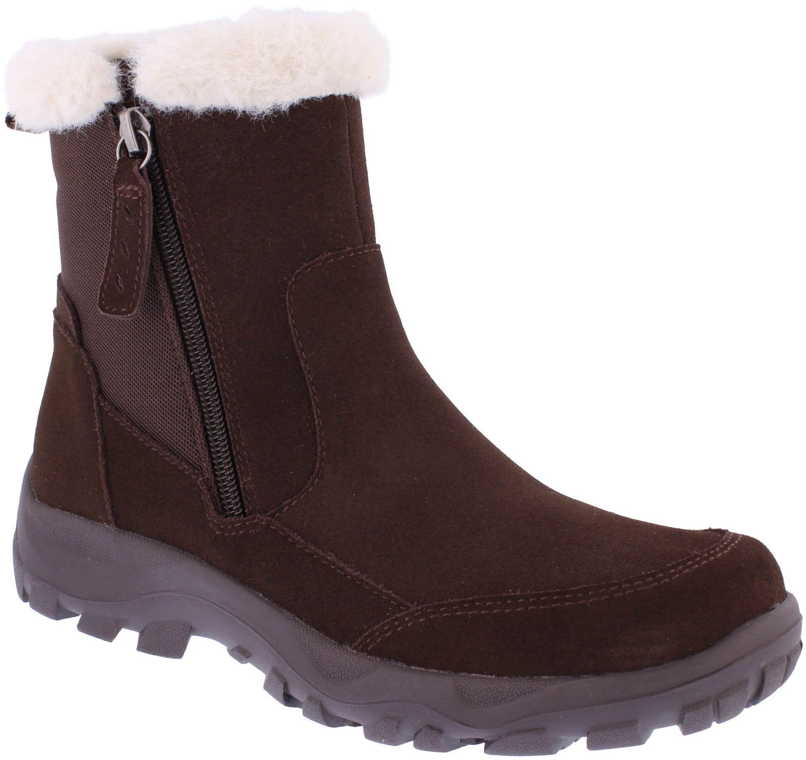 Free Spirit 40847 Adelyn Ladies Chestnut Brown Leather Arch Support Twin Zip Ankle Boots