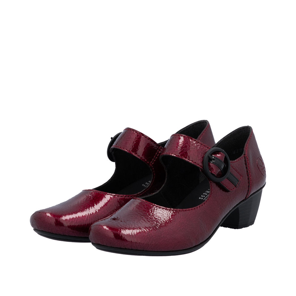 Rieker 41756-33 Ladies Red Touch Fastening Heels