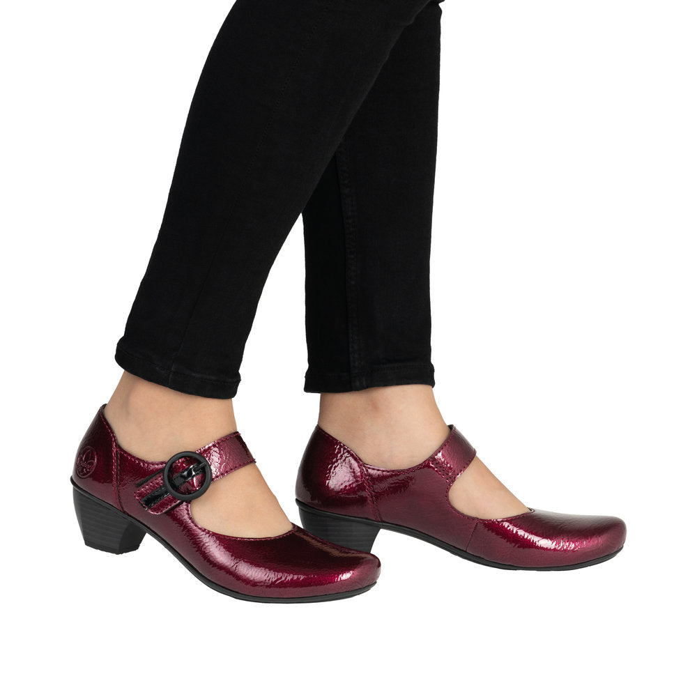 Rieker 41756-33 Ladies Red Touch Fastening Heels