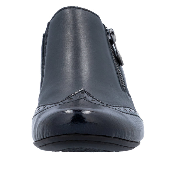 Rieker 41757-15 Ladies Blue Leather Side Zip Shoe Boots
