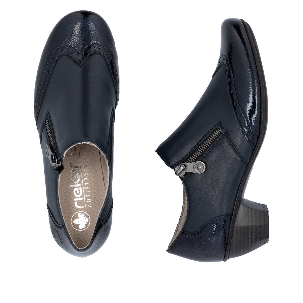 Rieker 41757-15 Ladies Blue Leather Side Zip Shoe Boots