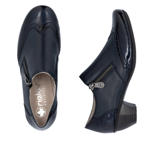 Rieker 41757-15 Ladies Blue Leather Side Zip Shoe Boots