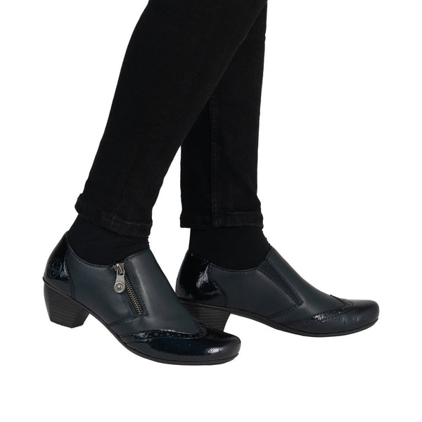 Rieker 41757-15 Ladies Blue Leather Side Zip Shoe Boots