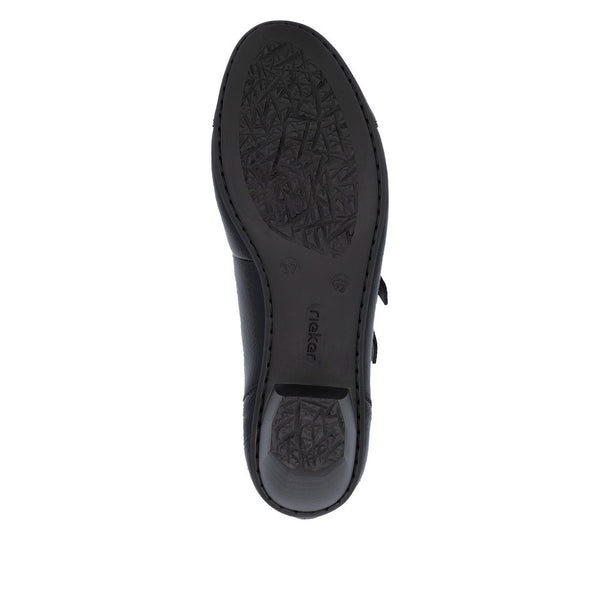 Rieker 41758-00 Ladies Black Patent Leather Buckle Heels